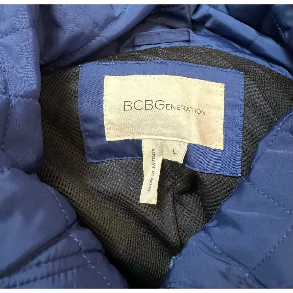 BCBGeneration Quilted Puffer Coat Royal Blue Jacket Size L